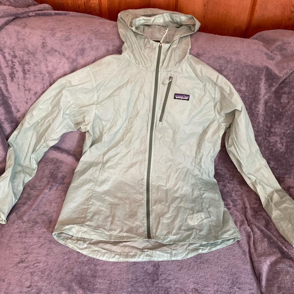 PATAGONIA Women's L Houdini Jacket Sea Green Shell Lightweight Backpacking